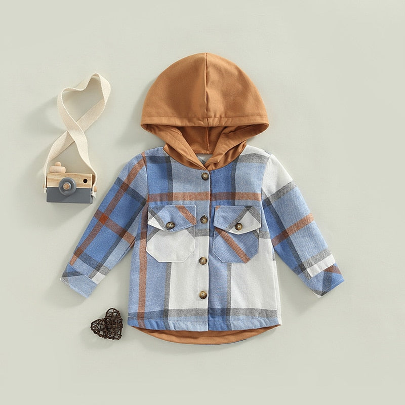 Plaid Long-sleeve Hooded Outwear